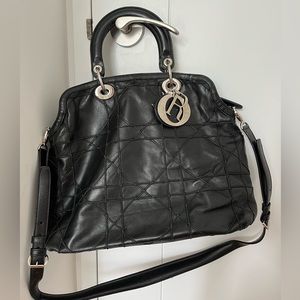 Christian Dior vintage Black Leather Cannage bag